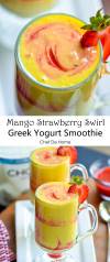 Mango Strawberry Swirl Yogurt Smoothie Recipe | ChefDeHome.com