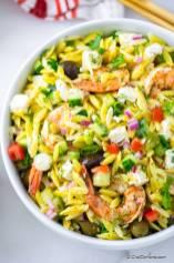 Greek Orzo Pasta Salad with Grilled Shrimp