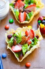 Brunch Salad in Parmesan Heart Cups with Chipotle-Sour Cream Dressing