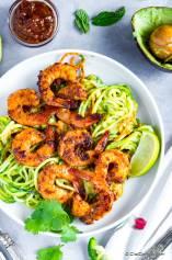Chipotle Shrimp with Avocado Sauce Zucchini Noodles