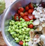 Cherry Tomatoes, Artichoke, Edamame Salad with Goat Cheese, Cilantro-Lime Vinaigrette