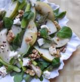 Pear and Asparagus Salad with Walnuts and Goat Cheese