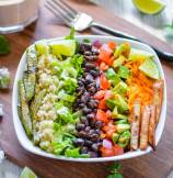 8 Layers Fried Black Beans and Quinoa Burrito Bowl