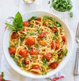 Pasta with Roasted Garlic and Burst Cherry Tomato Sauce 