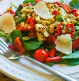 Watercress with Roasted Peppers and Corn Salad