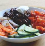 Curried Kidney Beans, Carrots and Cucumber Salad