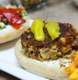 The Counter Style, custom built Tofu, Rice and Beans Burger