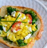 Scrambled Eggs with Goat Cheese and Kale