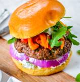 Greek Mint and Lamb Burgers with Cucumber Yogurt Sauce