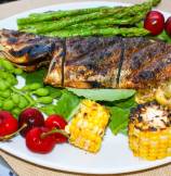 Cajon Seasoned Grilled Whole Branzino with Lemons