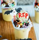 Witch House in Graveyard - Halloween Pudding Cups 