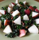 Kale Salad with Sweet Pear and Black Chickpea Sprouts