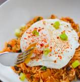Spicy Kimchi Fried Rice with Poached Egg