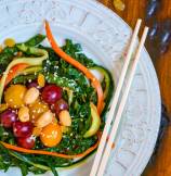 Sesame Sriracha Marinated Kale (Egg Nests) Salad