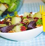 Melon Walnut Salad with Lite Lemon Dressing