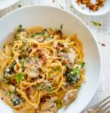 One Pot Gluten Free Spaghetti with Mushroom Sun-dried Tomato Cream Sauce