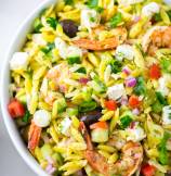 Greek Orzo Pasta Salad with Grilled Shrimp