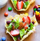 Brunch Salad in Parmesan Heart Cups with Chipotle-Sour Cream Dressing