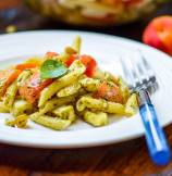 Mezze Penne Caprese Pasta Salad with Pesto Vinaigrette