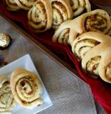 Three Swirls Breakfast Bread Rolls with Basil Pesto and Sun-dried Tomato