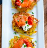 Roasted Tomato and Smoked Salmon Potato Latkes