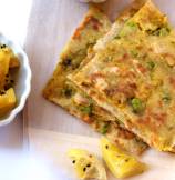 Spiced Potatoes and Peas Stuffed Flat Bread with Preserved Lemons