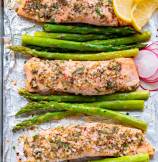 Garlic Butter Roasted Salmon with Asparagus