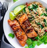 Teriyaki Salmon Soba Noodles Bowl