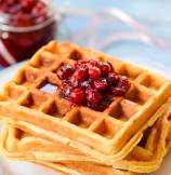 Spiced Sour Cream Waffles with Stewed Cranberries