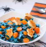 Spooky Lemon Butter Noodles with Witch Croutons