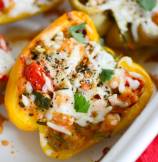 Chipotle Chicken and Chickpea Stuffed Heirloom Peppers