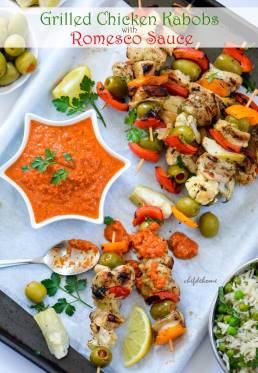 Grilled Chicken Kabobs with Romesco Sauce - Mother's Day Special