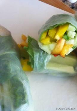 Cucumber Fresh Rolls with Peaches and Basil