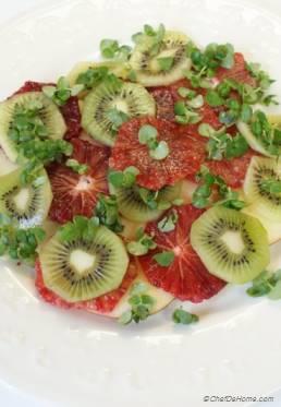 Kiwi, Apple & Blood Orange Salad with Basil Sprouts