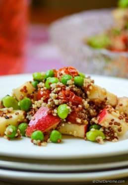 Rainbow Quinoa and Apples Salad with Roasted Tomato-Cumin Vinaigrette