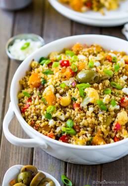 Mediterranean Warm Quinoa Salad with Squash and Cauliflower