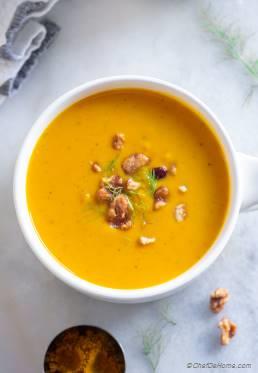 Creamy Curried Sweet Potato Soup with Coconut Milk