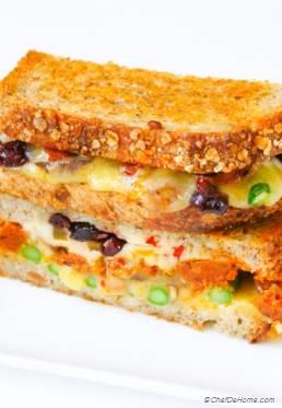 Cranberries, Asparagus and Pickled Jalapeno Grilled Cheese Sandwich
