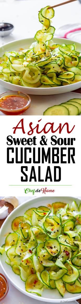 Asian Cucumber Salad - Sweet and Sour Cucumber Salad | ChefDeHome.com
