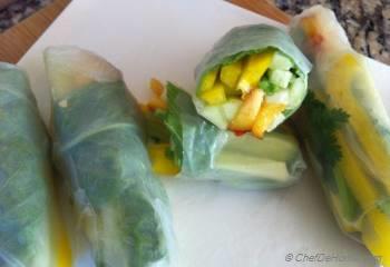 Step for Recipe - Cucumber Fresh Rolls with Peaches and Basil