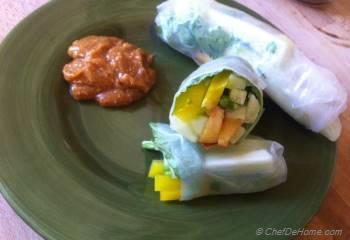 Step for Recipe - Cucumber Fresh Rolls with Peaches and Basil