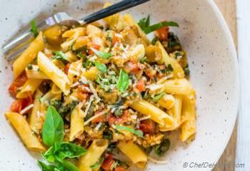 Step for Recipe - Roasted Eggplant and Tomato Penne Pasta