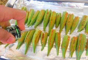 Step for Recipe - Spicy Baked Okra Fries with Homemade Creole Spice and Lime-Cilantro Dip