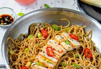 Step for Recipe - Sesame Chili Garlic Noodles with Grilled Tofu
