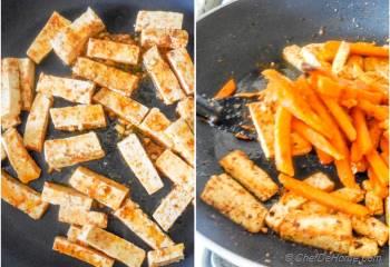 Step for Recipe - Tofu and Sweet Potato Fries Shawarma Salad Bowl with Onion Ring Croutons
