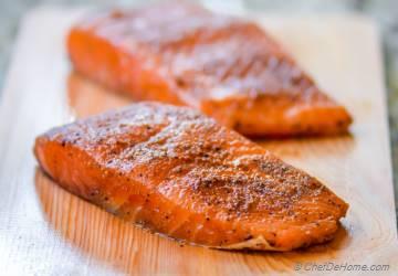 Cedar Plank Salmon with Beets Salad