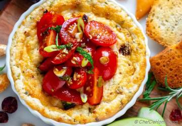 Baked Goat Cheese Dip with Bruschetta