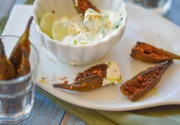 Spicy Baked Okra Fries with Homemade Creole Spice and Lime-Cilantro Dip