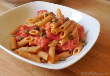 Whole Wheat Penne in Fresh Tomato Sauce