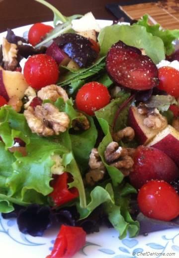 Ruby Red Apples, Plum and Cherry Tomatoes Salad